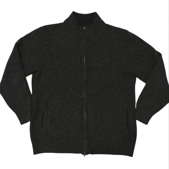 Pendleton washable Wool Blue Black Zip Up Sweater High Collar and Long Sleeves L - Picture 1 of 6